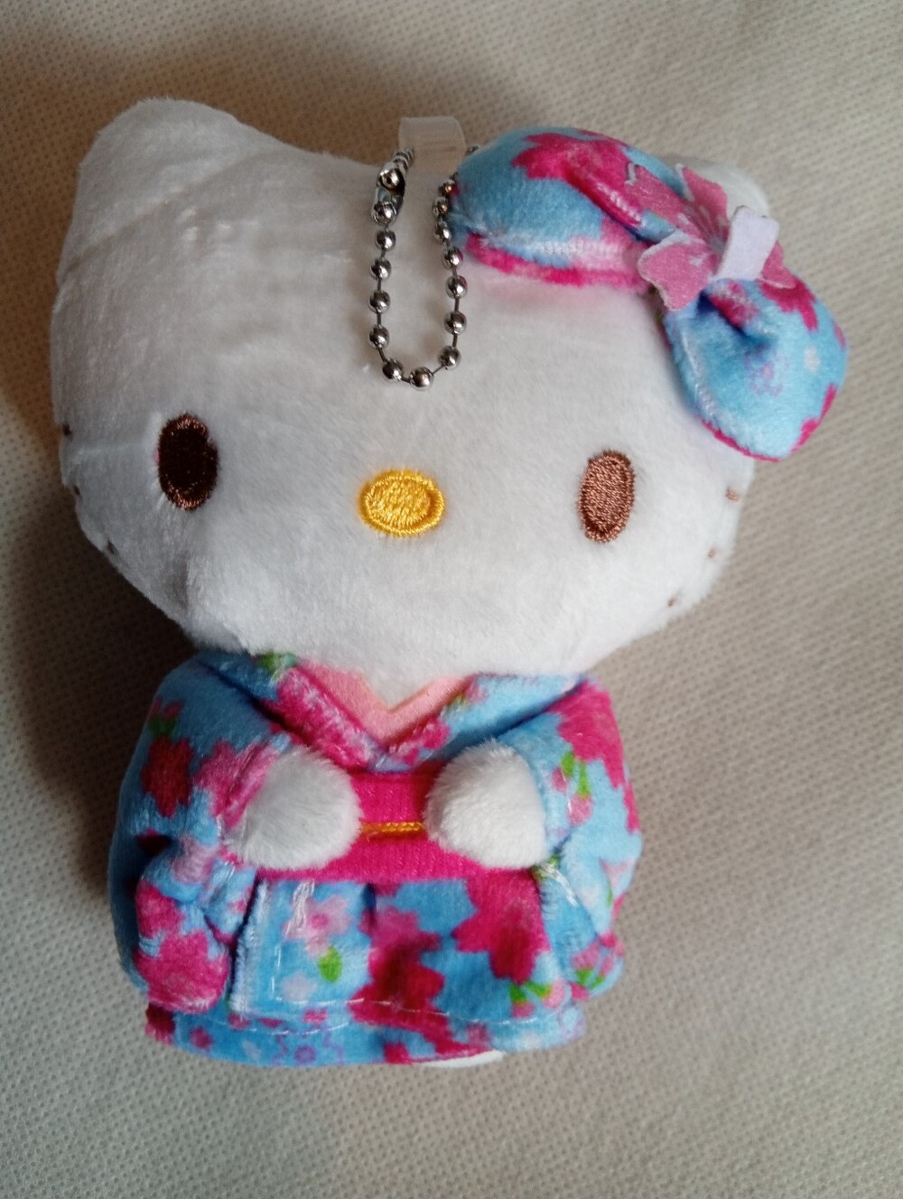 Hello Kitty Blue & Pink Floral Kimono Plush Keychain
